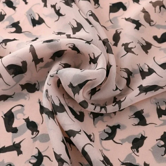 Black KITTY Cat Pattern Bandana Scarf Wrap - Picture 1 of 6